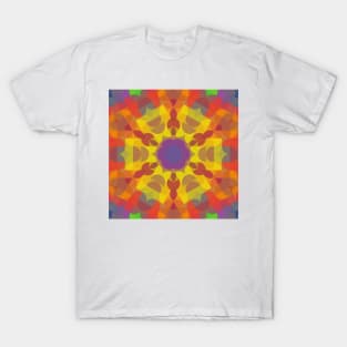 Retro Mandala Flower Yellow Orange and Purple T-Shirt